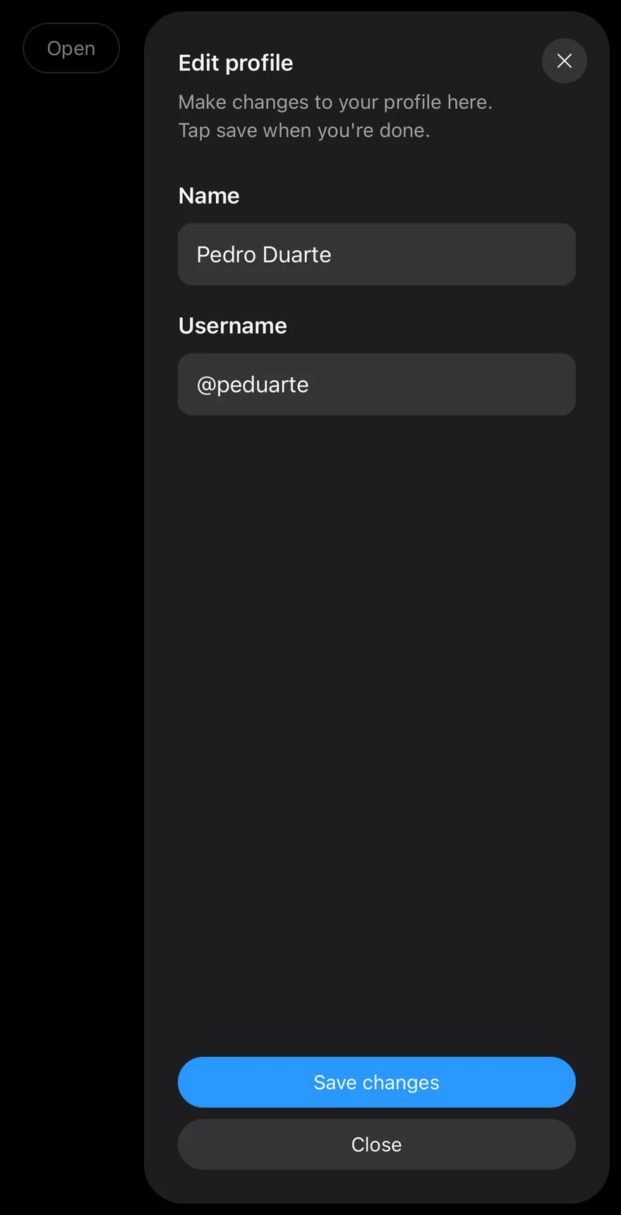 Sheet (open by default) on iOS in dark mode