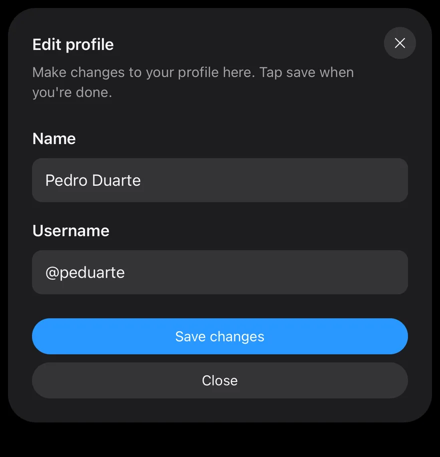 Sheet (sides) on iOS in dark mode