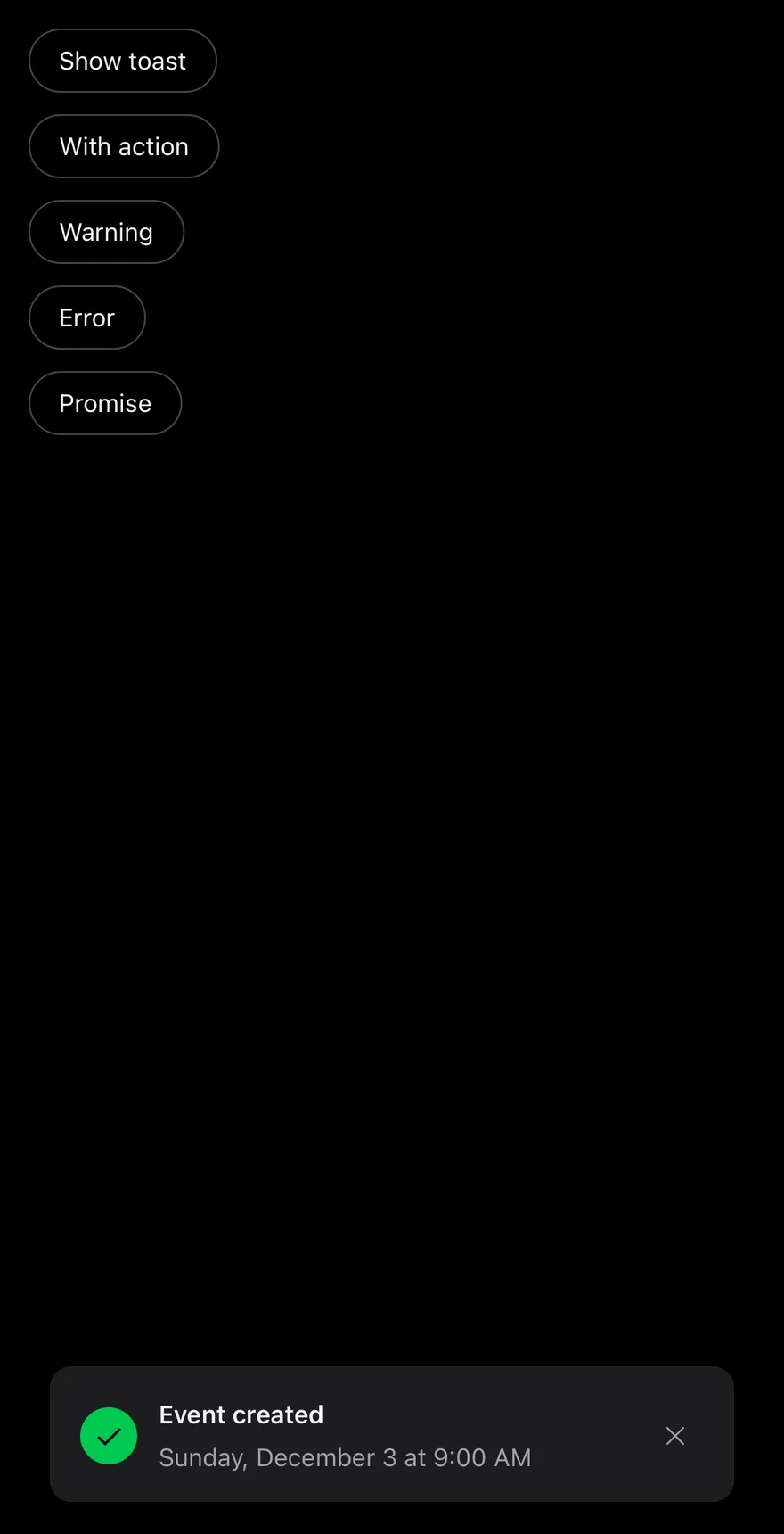 Toast (show on load) on iOS in dark mode