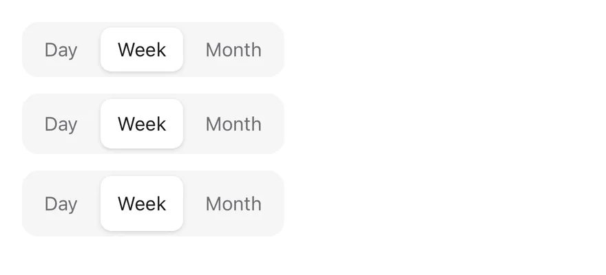 Toggle Group (segmented sizes) on iOS in light mode