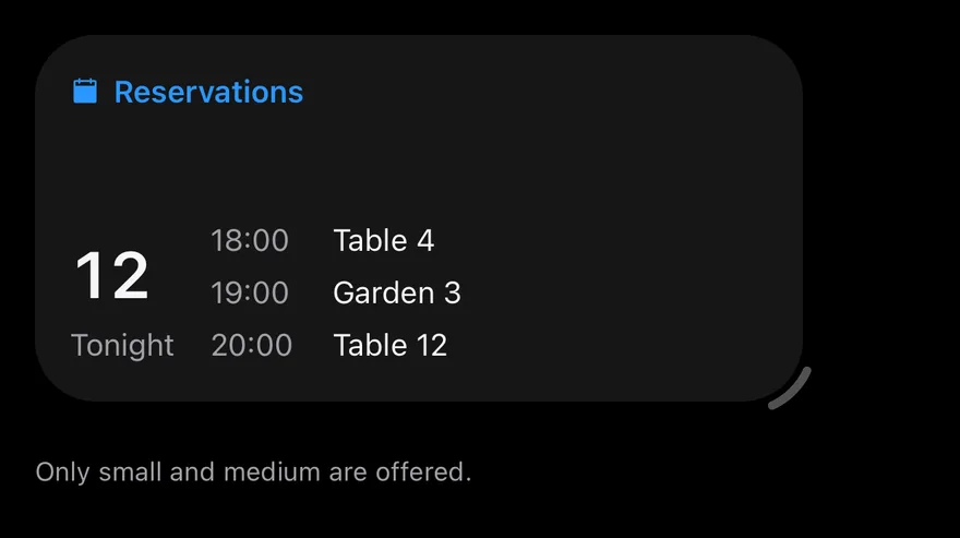 Widget (limited sizes) on iOS in dark mode