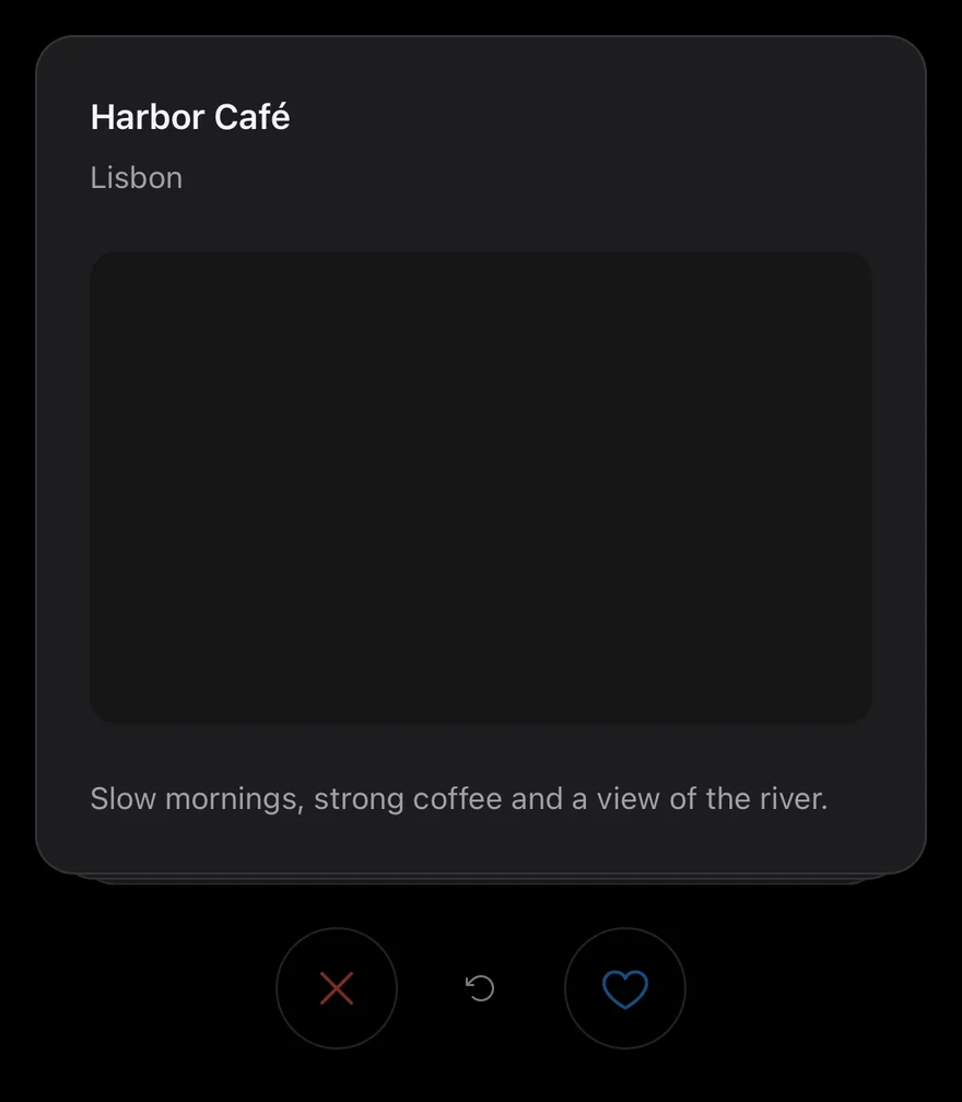 Card Stack (disabled) on iOS in dark mode