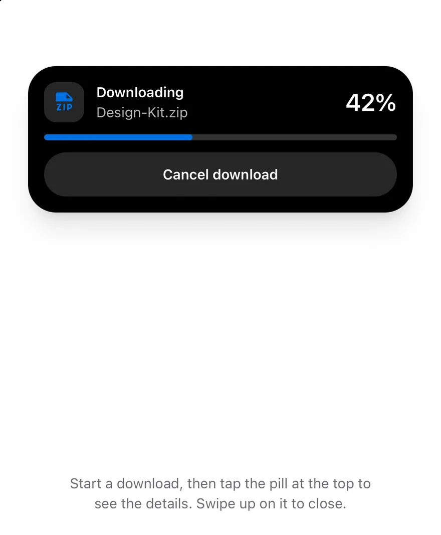 Island (expanded) on iOS in light mode