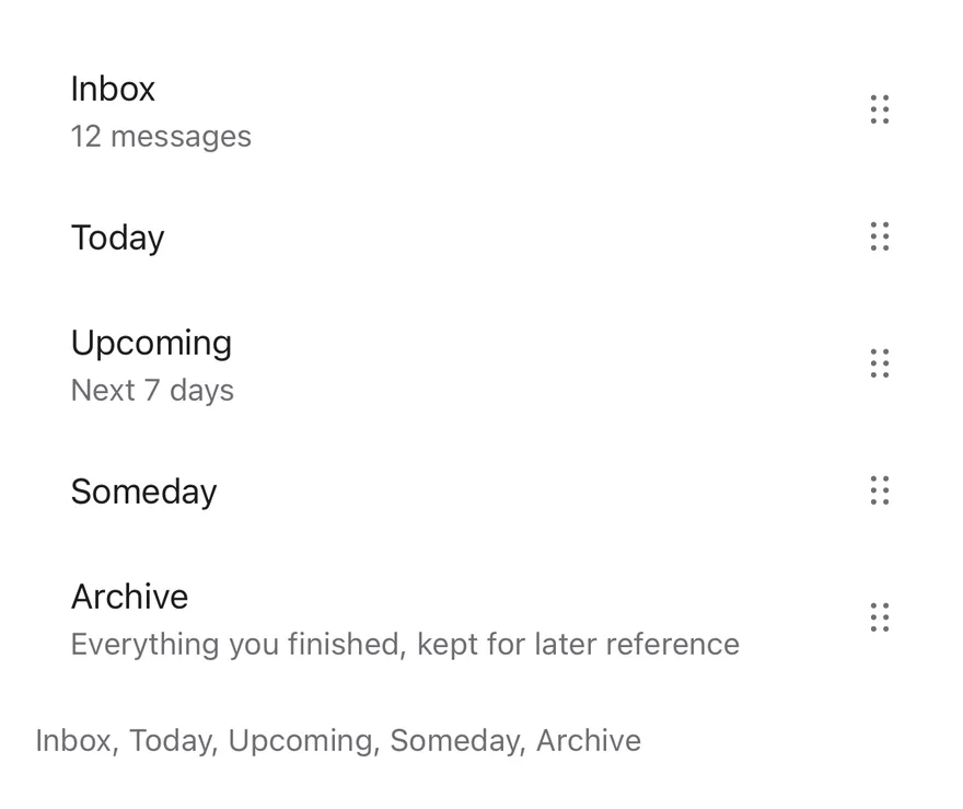 Reorder List on iOS in light mode