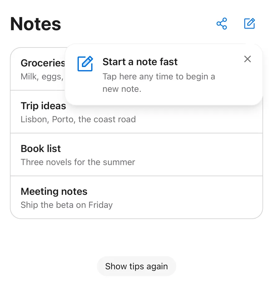 Tip on iOS in light mode