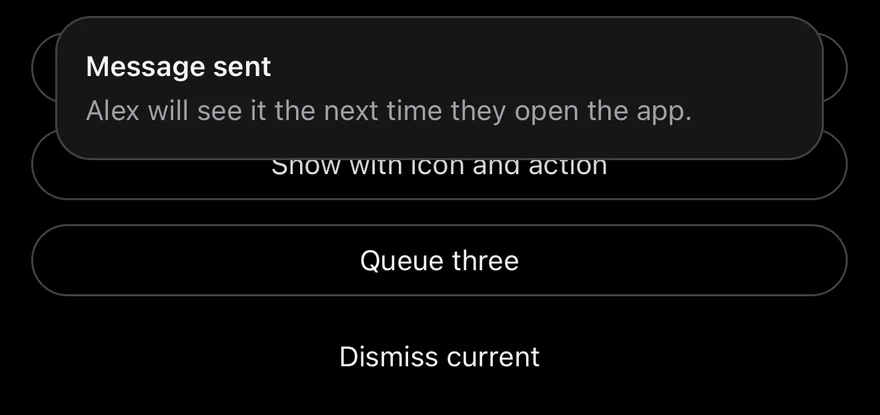 Top Banner (showing) on iOS in dark mode