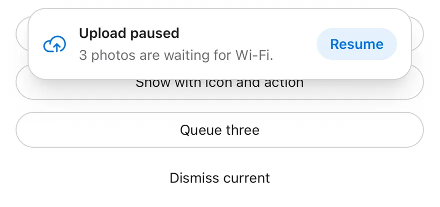 Top Banner (with action) on iOS in light mode