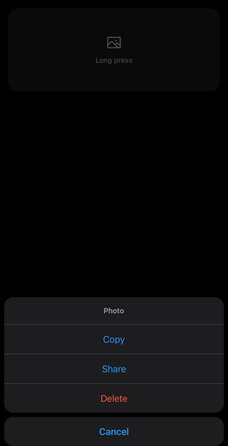 Context Actions on iOS in dark mode