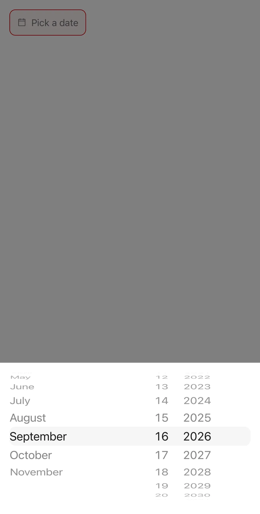 Date Picker (invalid) on iOS in light mode