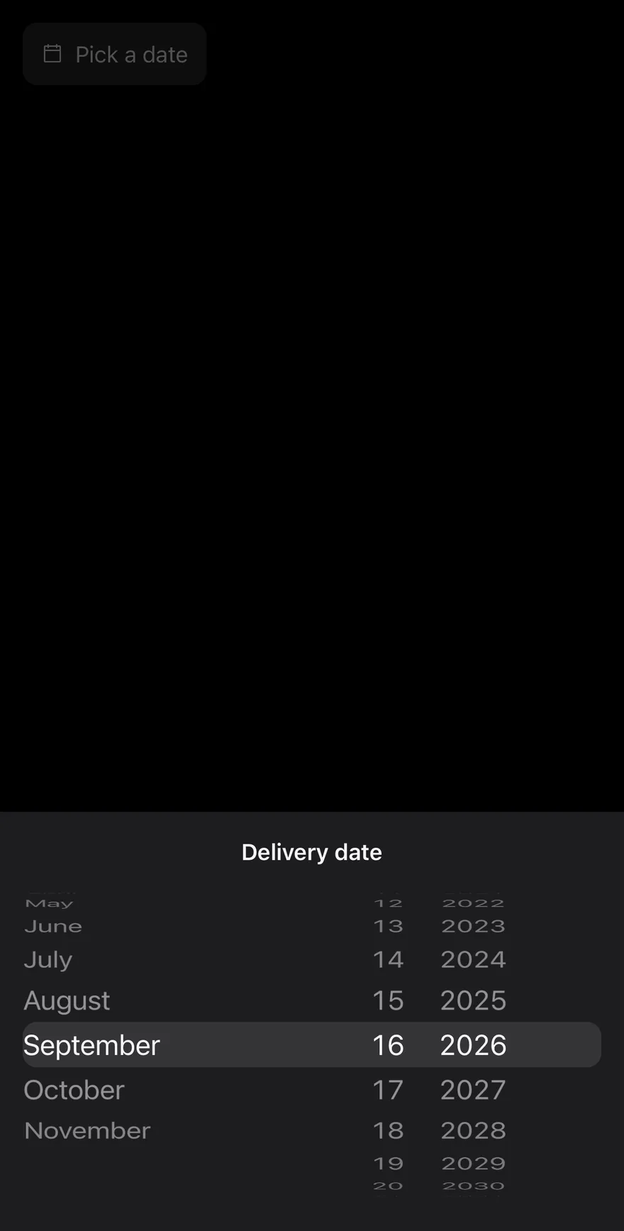 Date Picker (with title) on iOS in dark mode