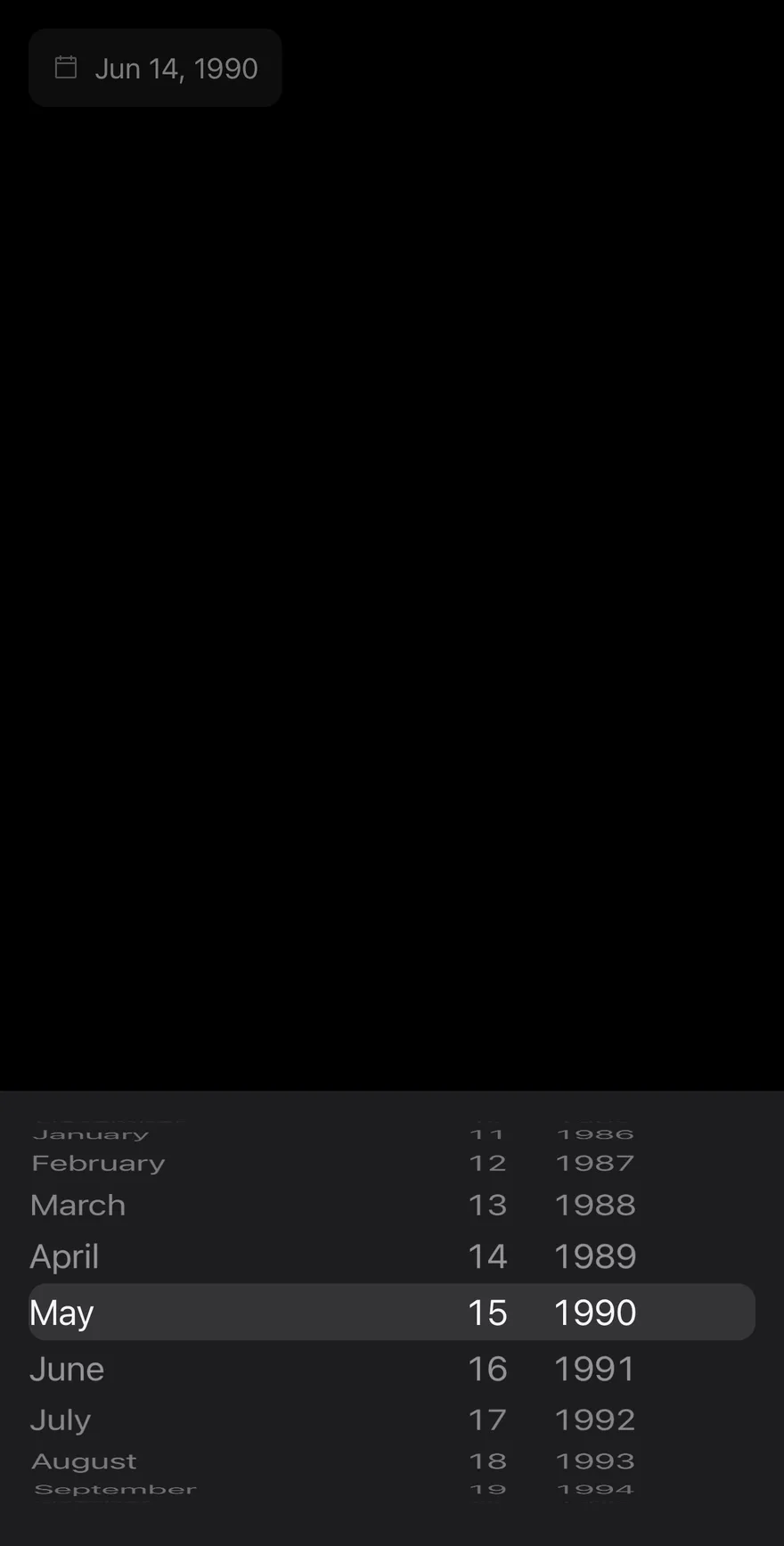 Date Picker (year range) on iOS in dark mode