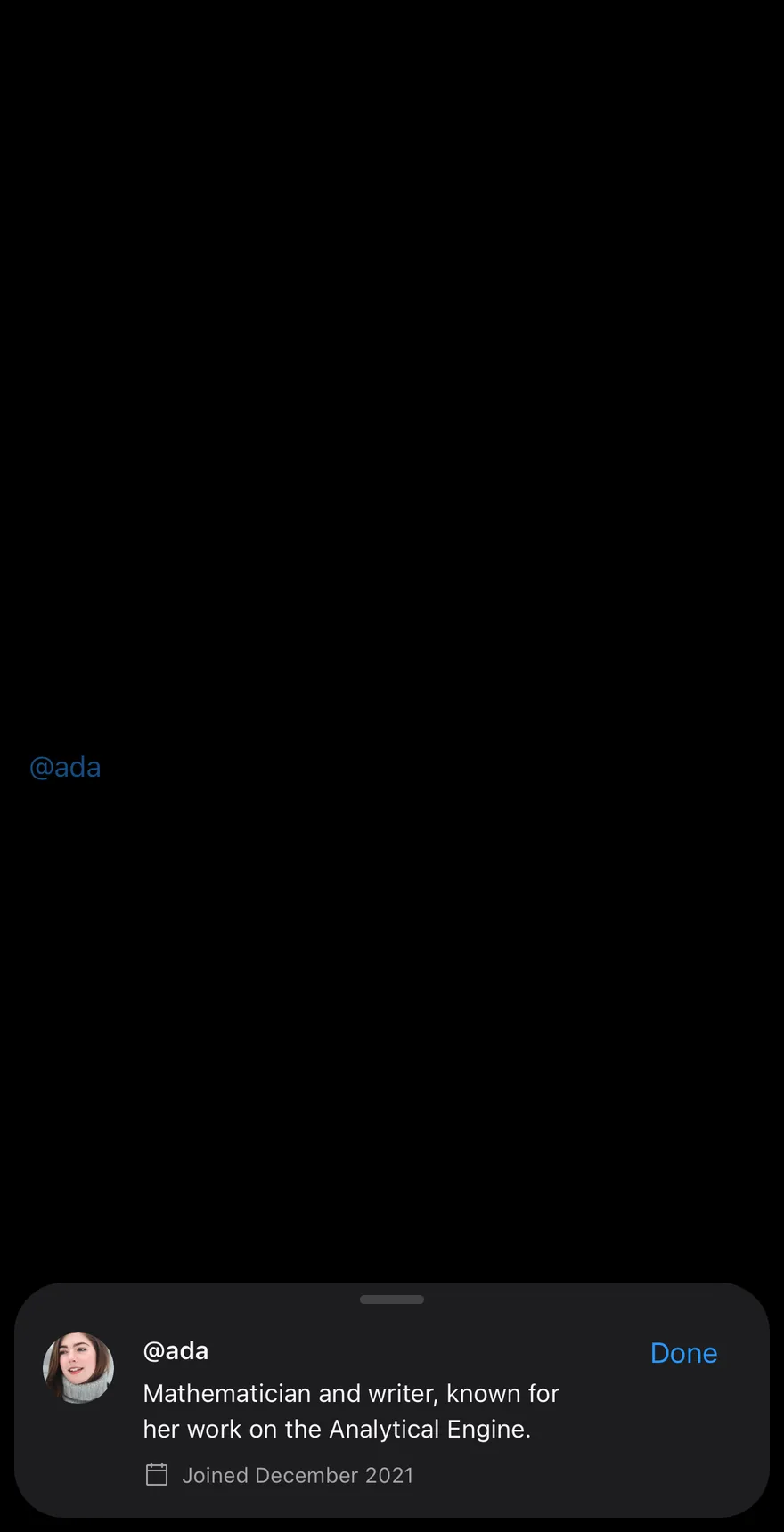 Preview (with close label) on iOS in dark mode