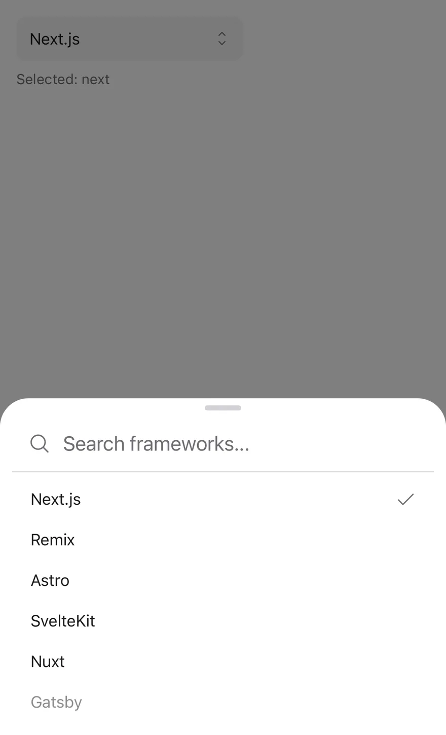 Search Picker (controlled) on iOS in light mode
