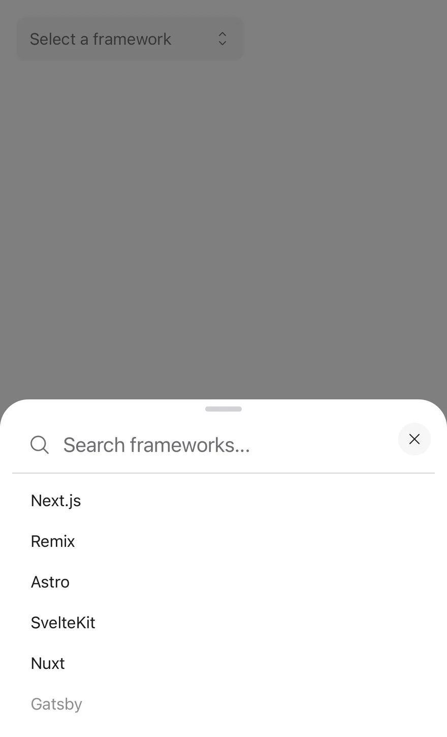 Search Picker (with close button) on iOS in light mode