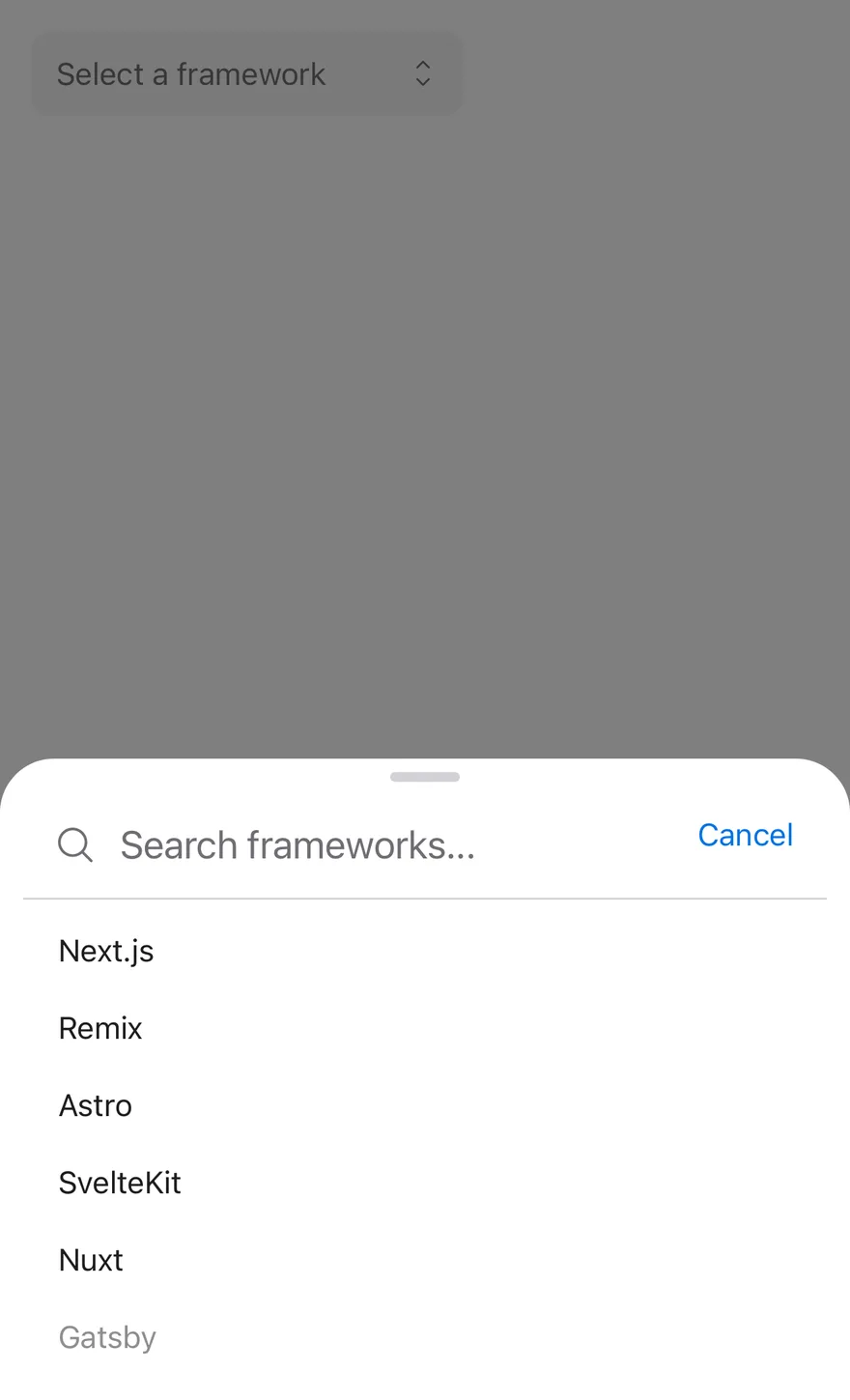 Search Picker (with close label) on iOS in light mode
