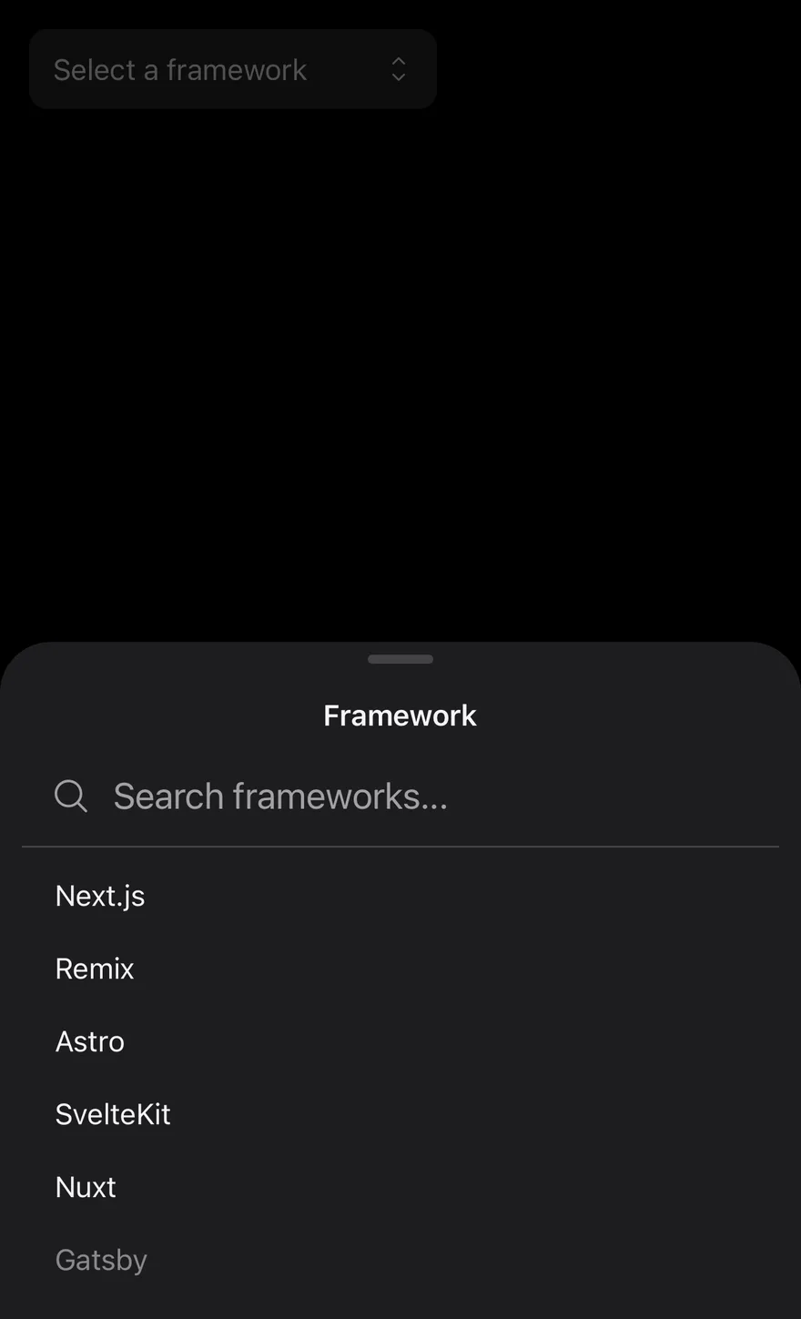 Search Picker (with title) on iOS in dark mode
